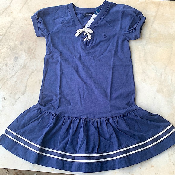 RALPH LAUREN DRESS KIDS SIZE 5 SAILOR FRESCU BLUE NWT COTTON - Picture 2 of 3